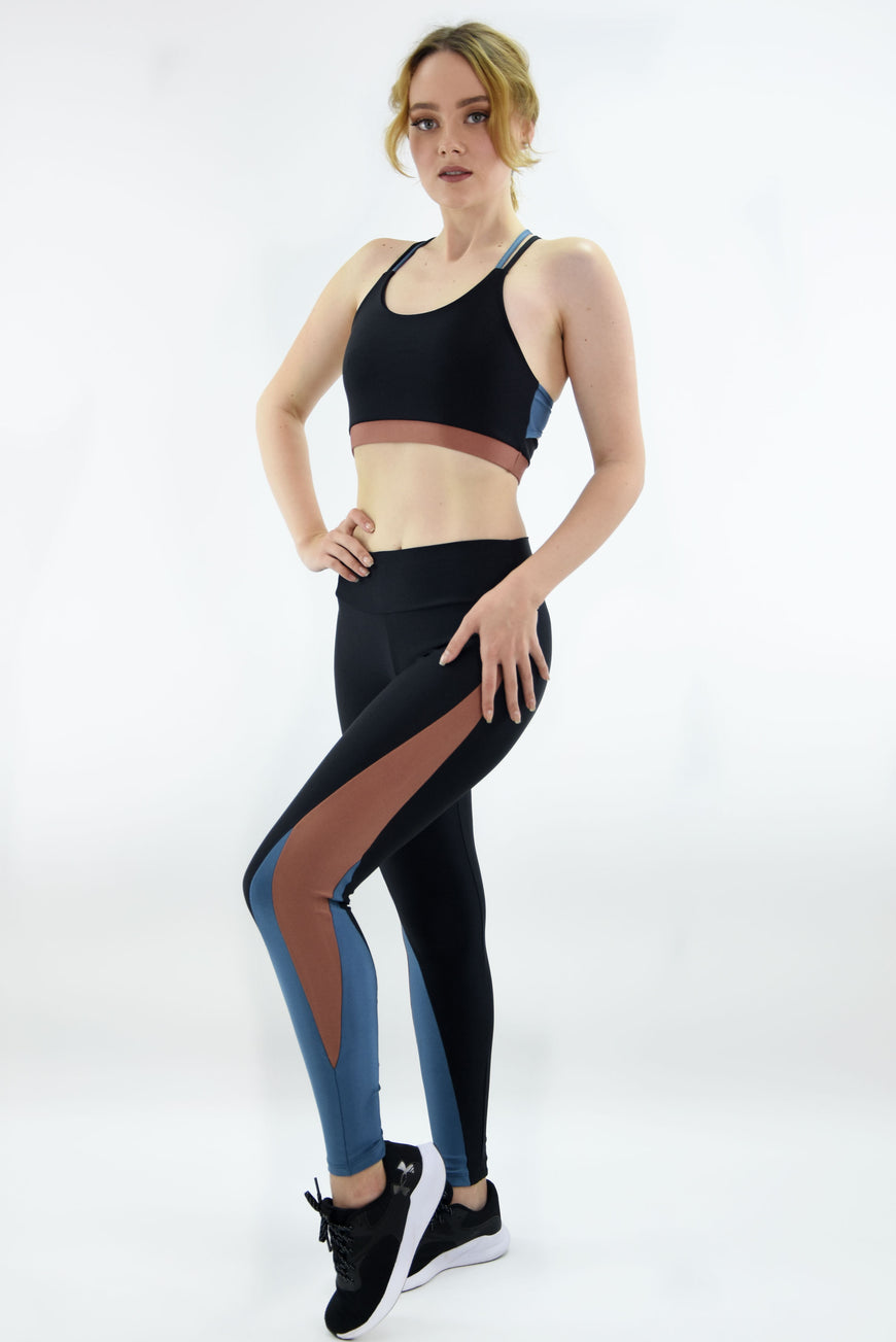 מכנס ארוך Three Metalic Legging - Black & Bronze