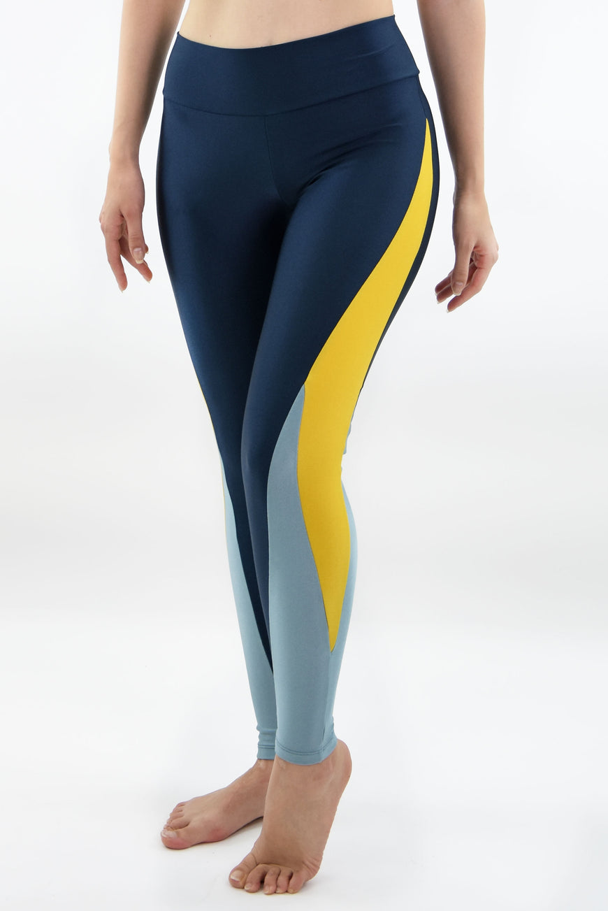 מכנס ארוך Three Metalic Legging - Navy & Gold