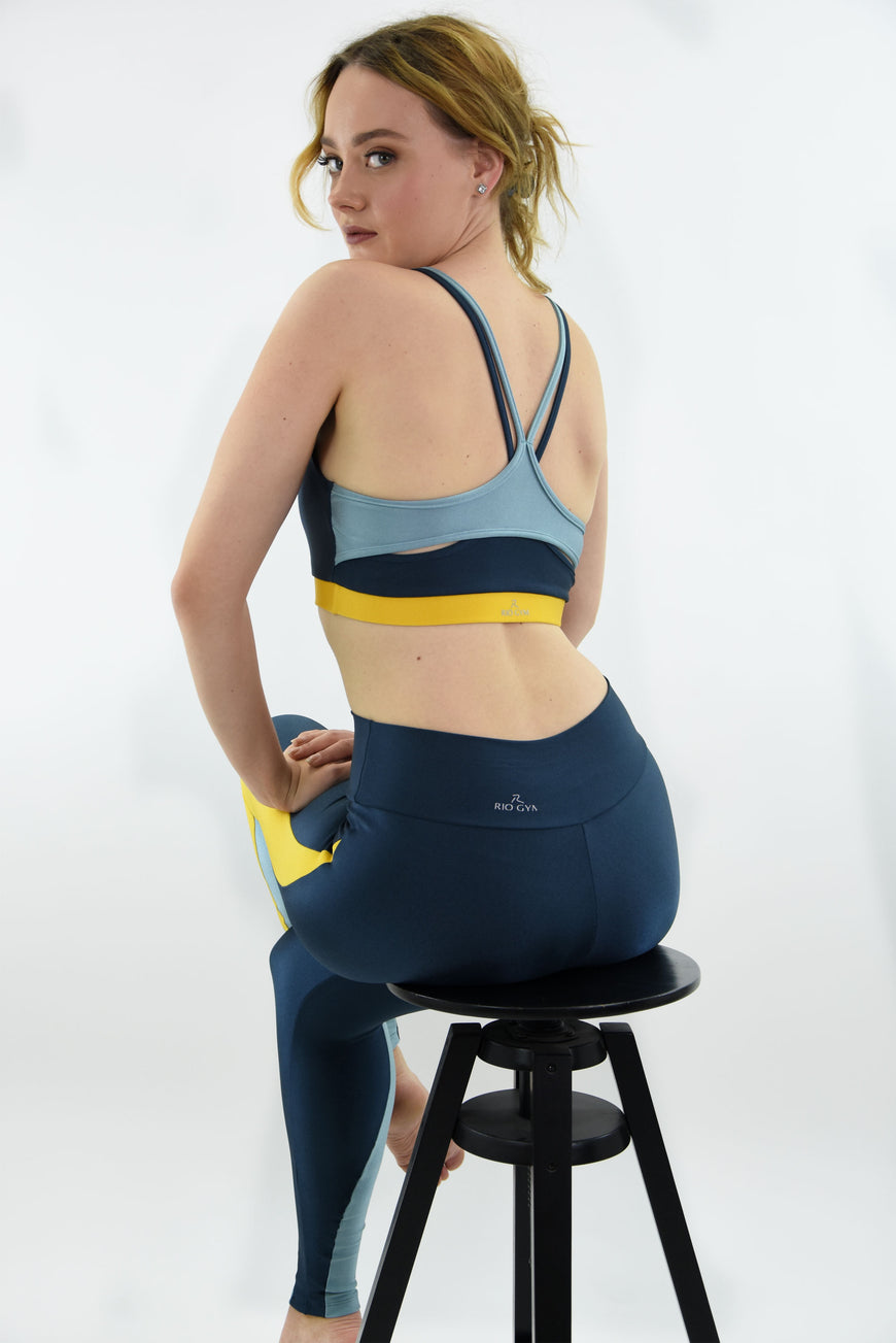 מכנס ארוך Three Metalic Legging - Navy & Gold